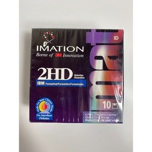 Imation 2HD 3.5" 1.44 MB IBM Formatted Diskettes 10-Pack Brand New